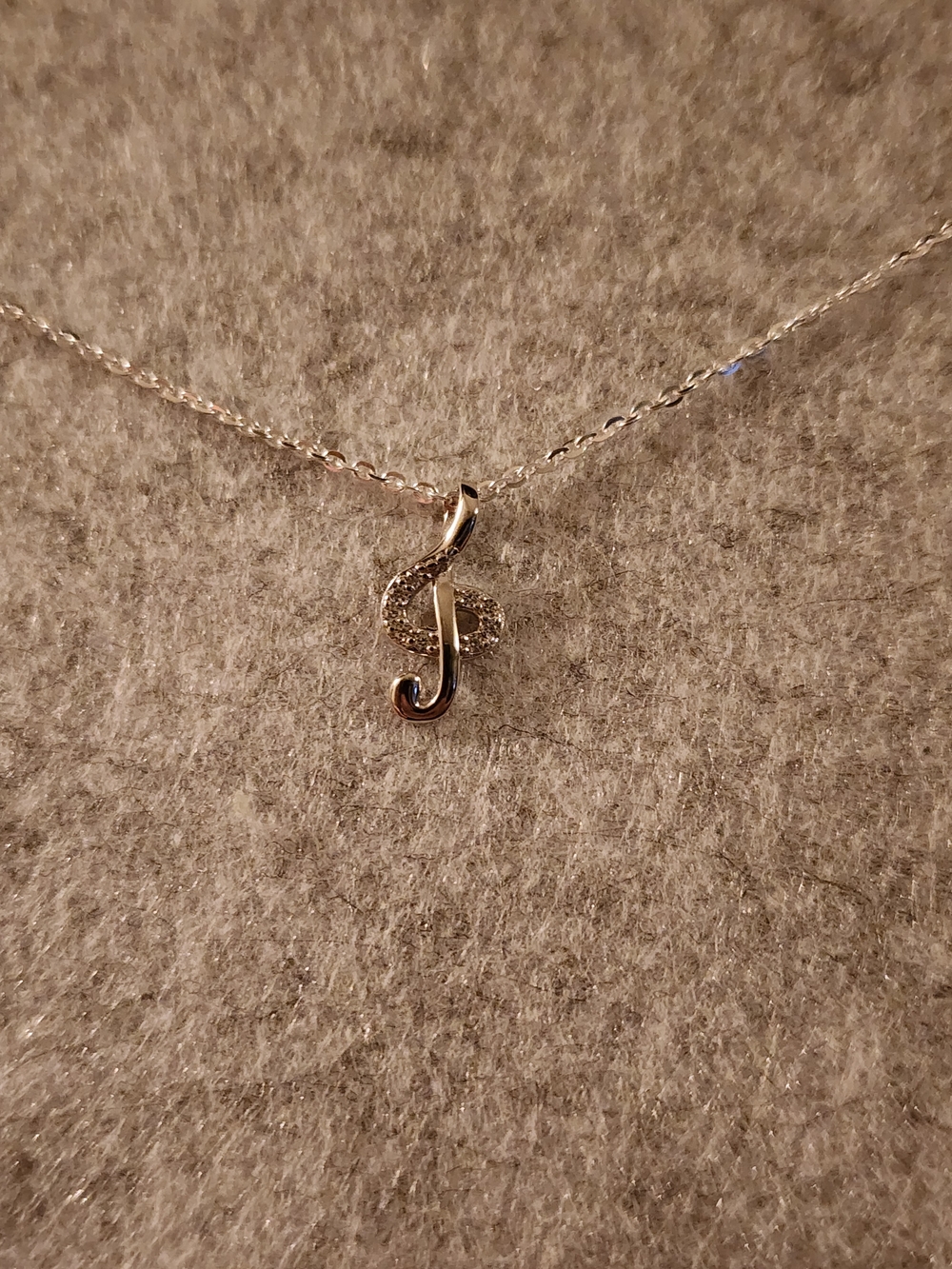 925 Sterling Silver Musical Note Pendant Necklace - Silver